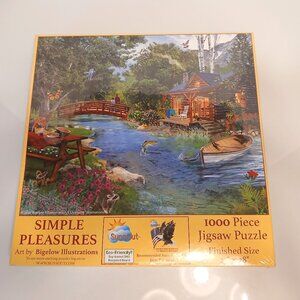 SunsOut Simple Pleasures 1000 pc Jigsaw Puzzle Cabin With Creek